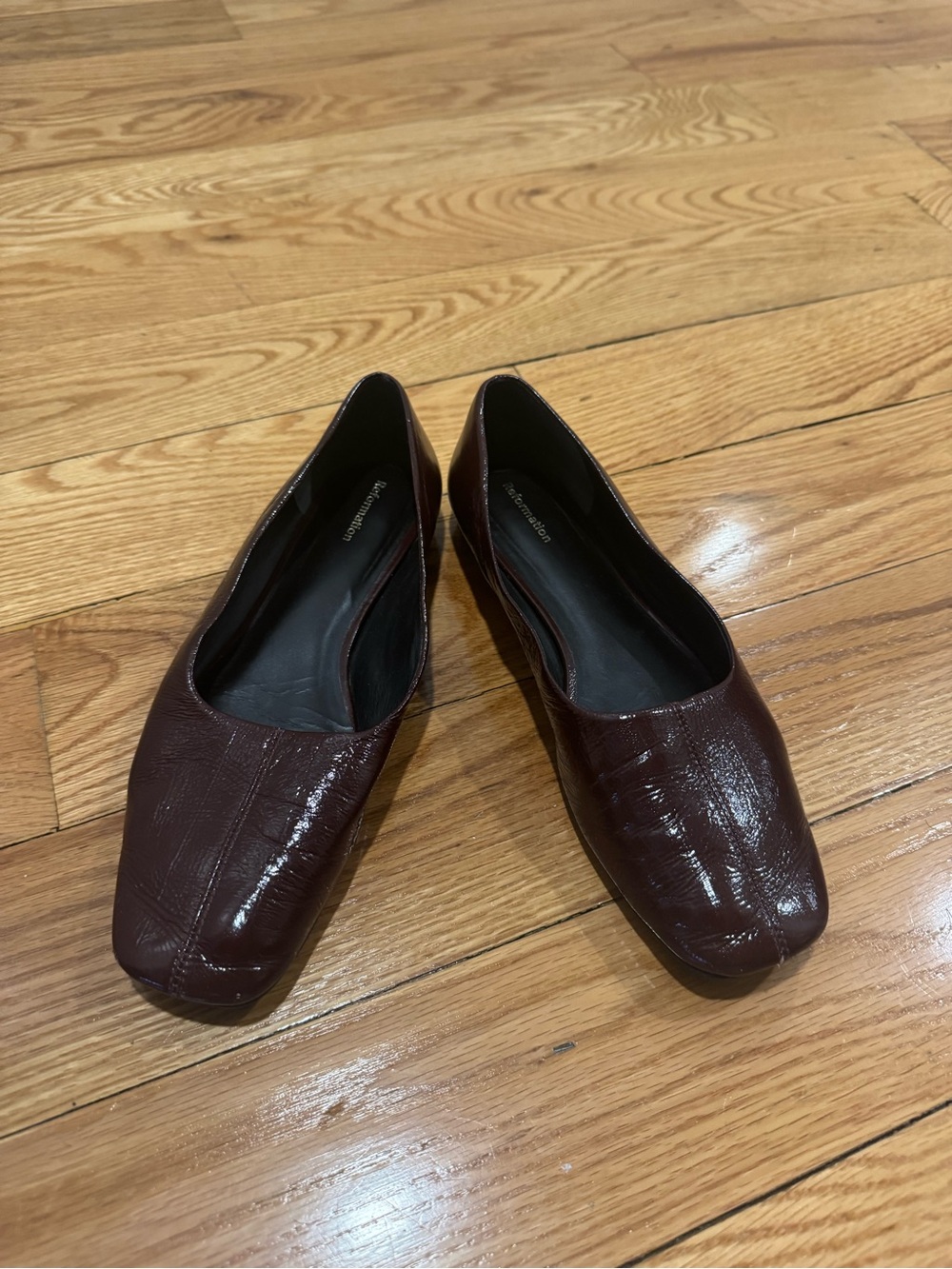 Reformation Burgundy Square-Toe Flats